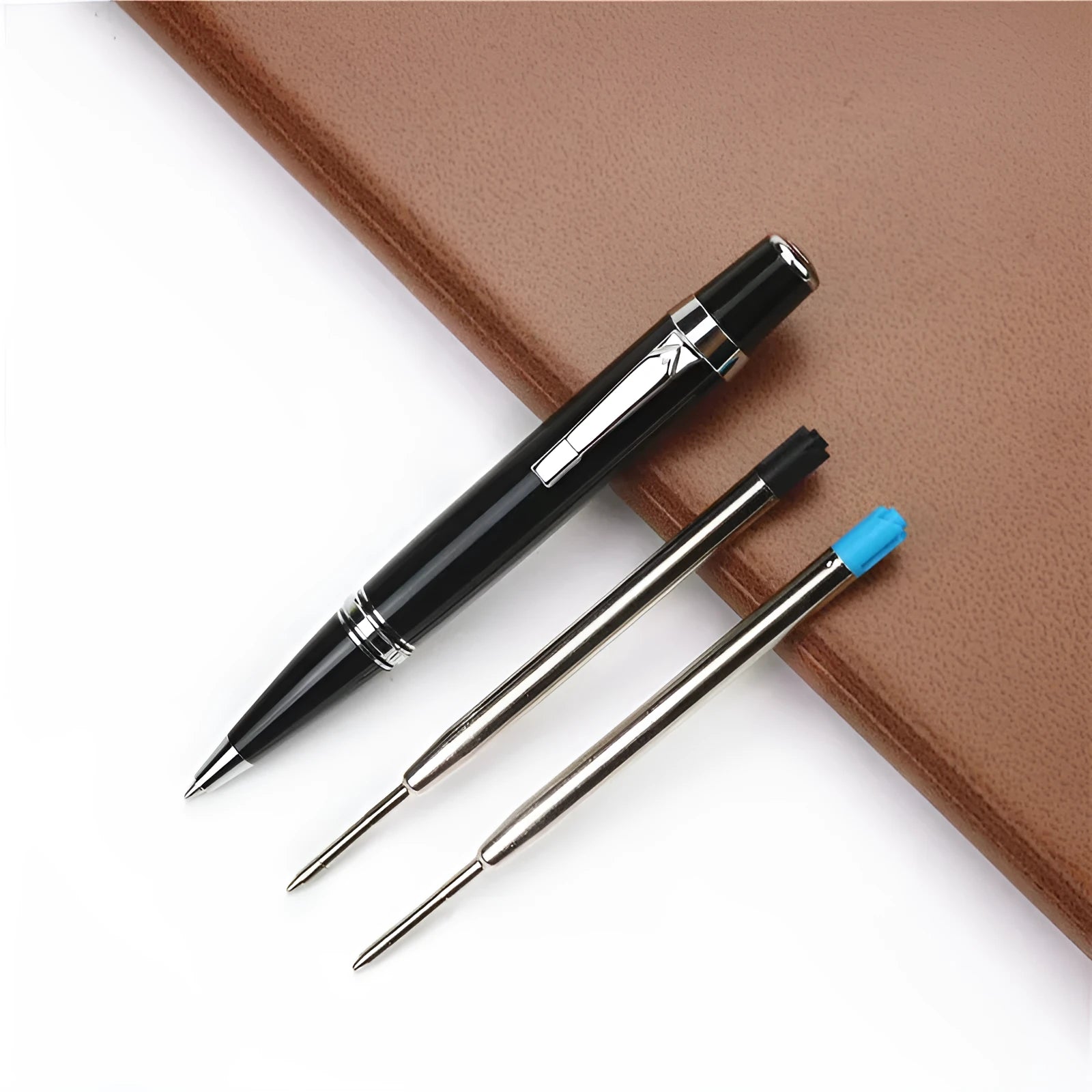 Baozhu full metal black rollerball pen with 0.7mm refill and two spare refills