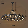 Industrial iron ceiling lamp with hemp rope wrapping, 800mm size, for living room or restaurant