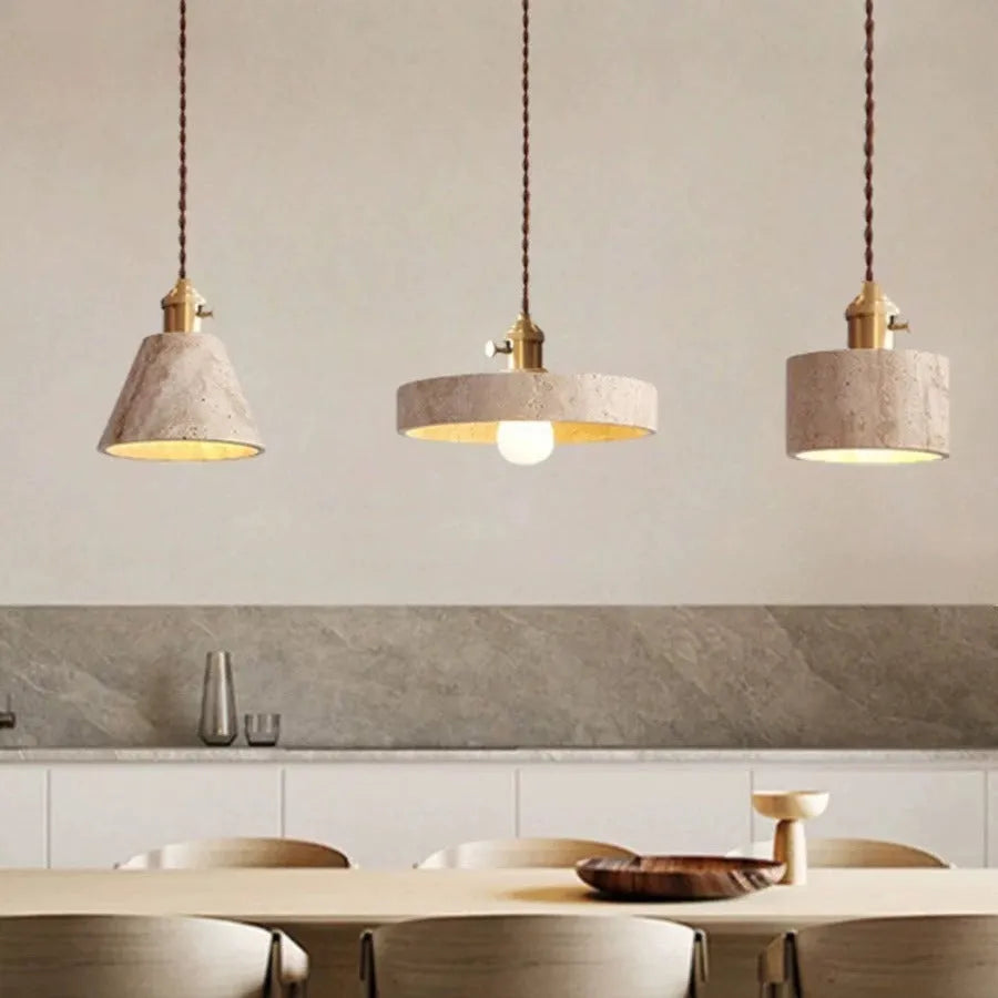 Modern cream style yellow cave stone LED suspension chandelier for study and dining room, 220V, EU CE certified.