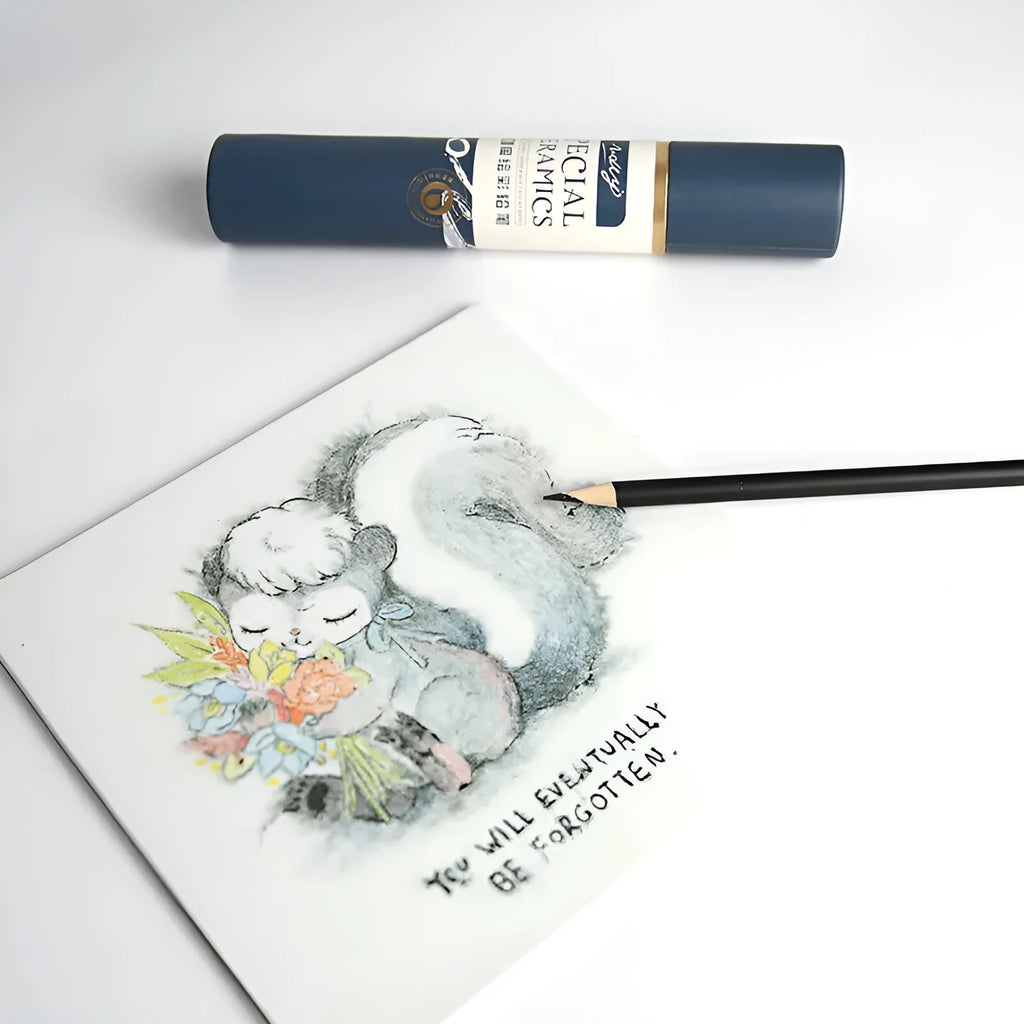 Pottery underglaze color pencil water-soluble drawing on ceramic blank with 12 colour options