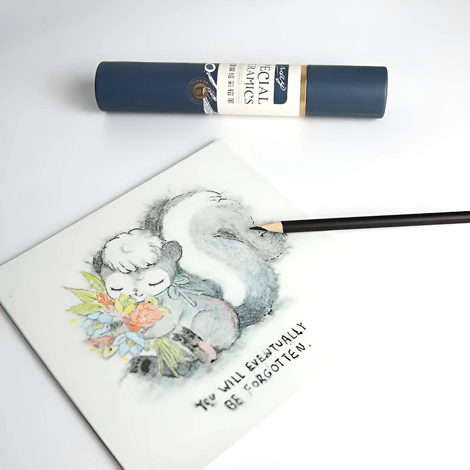 Pottery underglaze color pencil water-soluble drawing on ceramic blank with 12 colour options