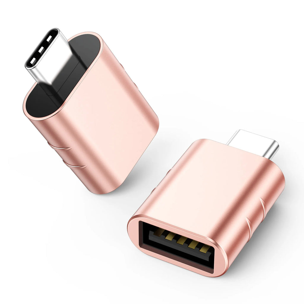 USB-C to USB-A adapter converter with metallic zinc alloy shell in various colour options