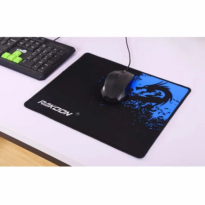 Mouse pad with smooth textured surface, reinforced stitching edges, and natural rubber non-slip base in 30x25cm size