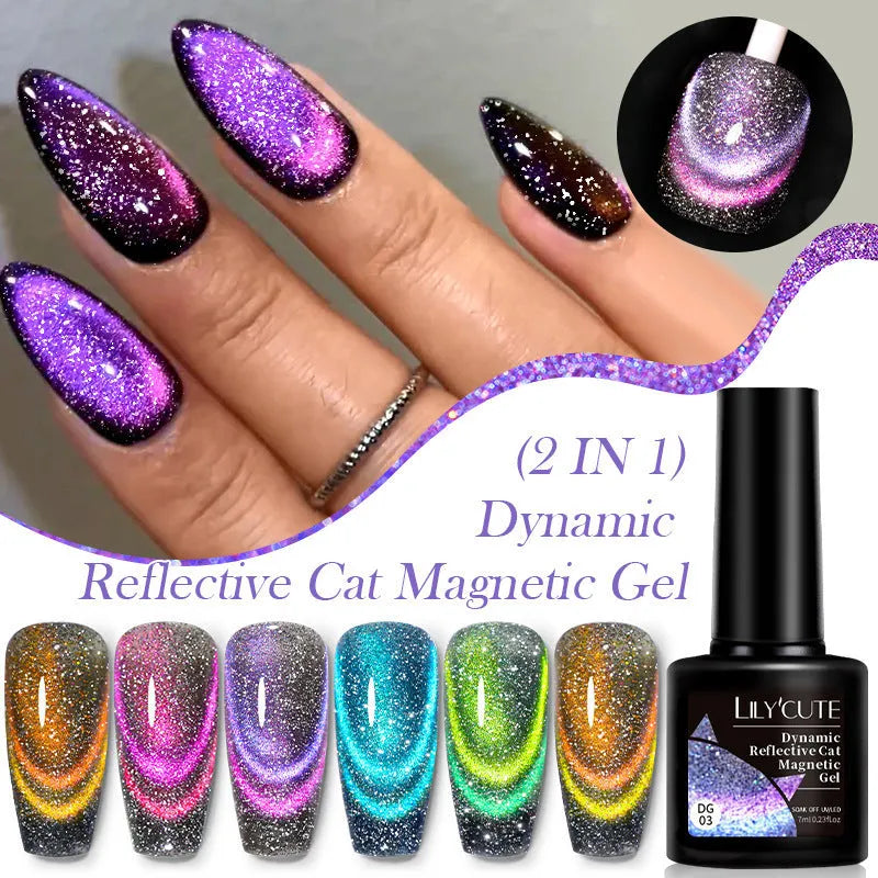 Diamond In The Debris Cat Eye Series nail polish gel in six colours with glitter fragments