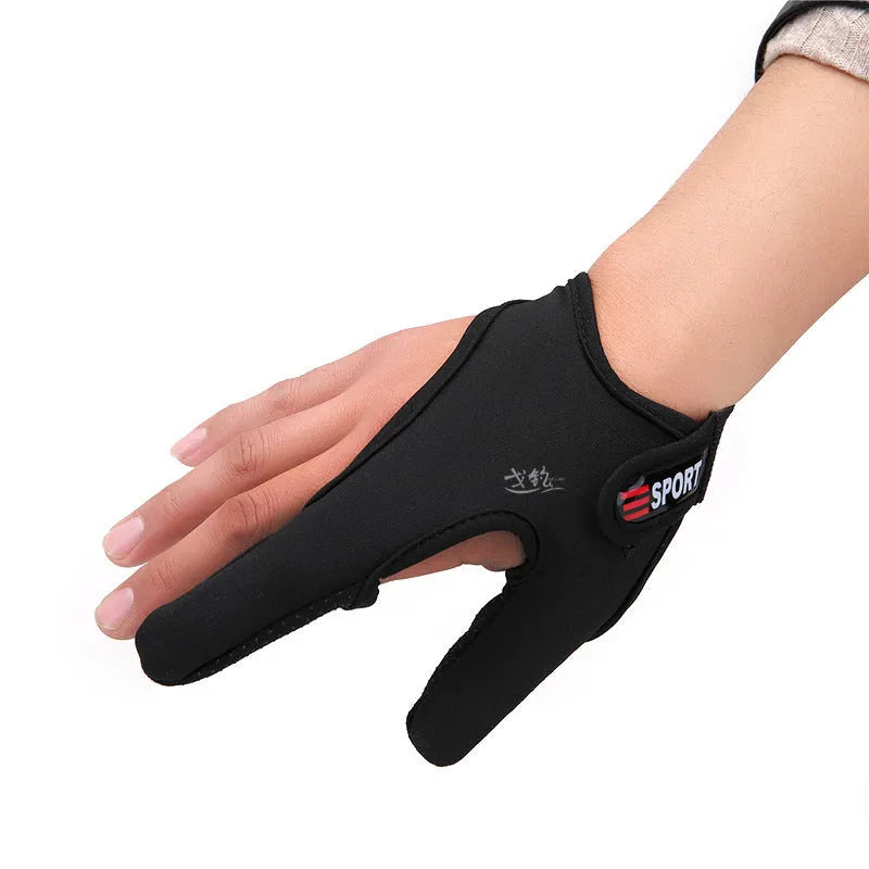 Two finger fishing gloves with microfiber palm and diving cloth back in multiple colour options