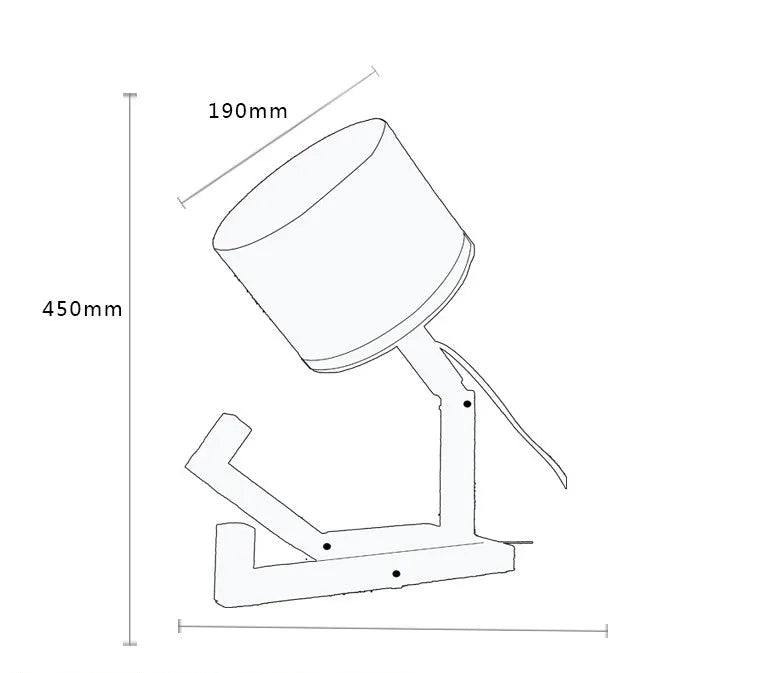 Creative wooden humanoid table lamp with white fabric shade on desk, 22x44x16 cm, button switch