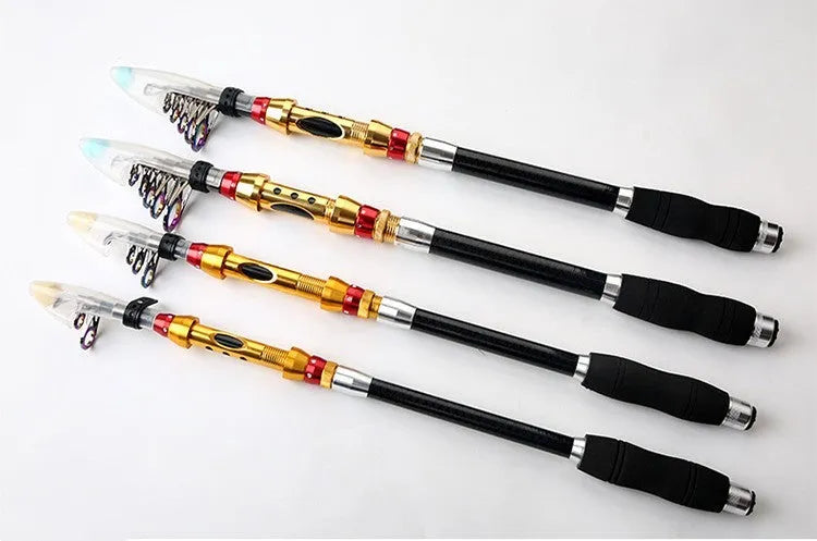 Carbon fibre telescopic spinning fishing rod for sea fishing with metal handle