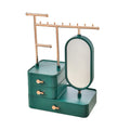 Light luxury cosmetics storage box with mirror in Pearl White on a desktop
