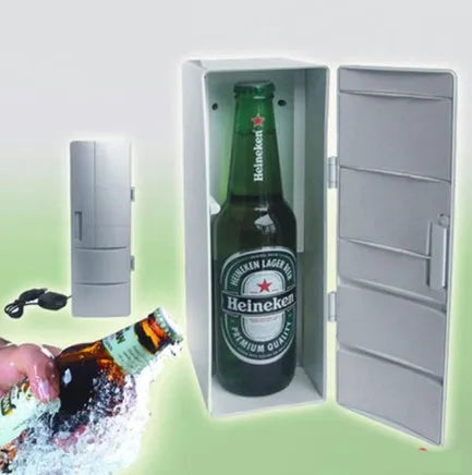 Mini USB Fridge in compact size 12x8.5x25cm with USB cable for cooling and warming drinks