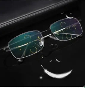 Black metal frame dual-use presbyopia glasses for men with clip-on resin lenses