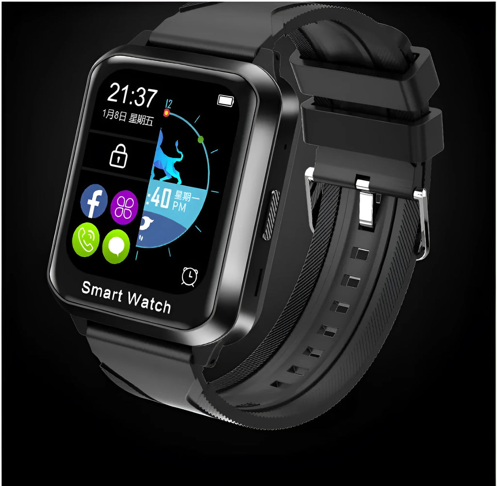 Bluetooth smart bracelet with split screen display on silicone wristband showing call functionality interface
