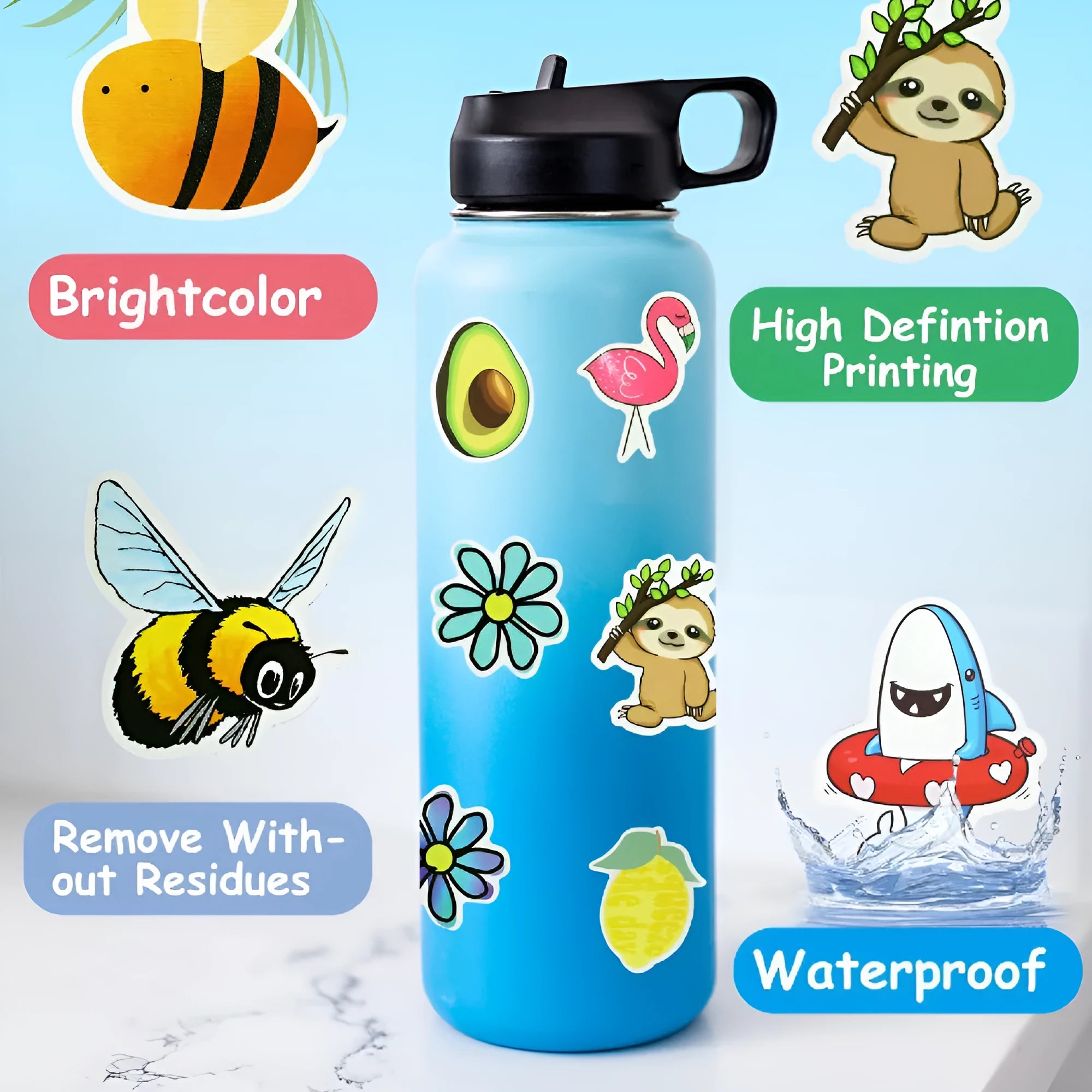 200-piece PVC waterproof style stickers for DIY luggage notebook decoration