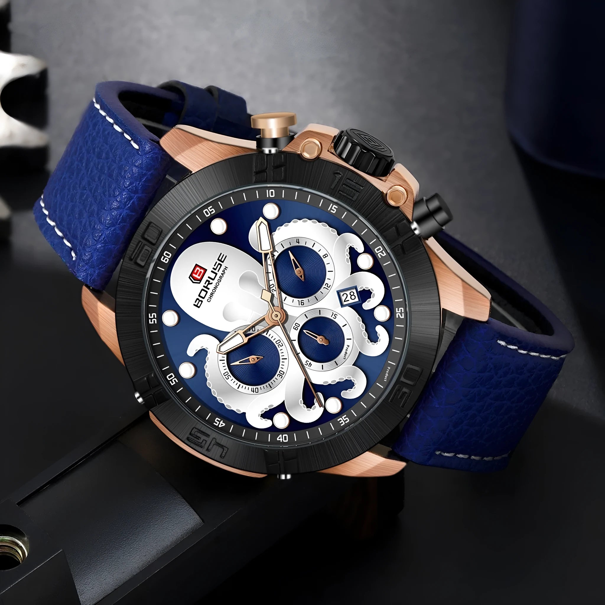 Men's octopus waterproof watch with luminous quartz movement and casual design