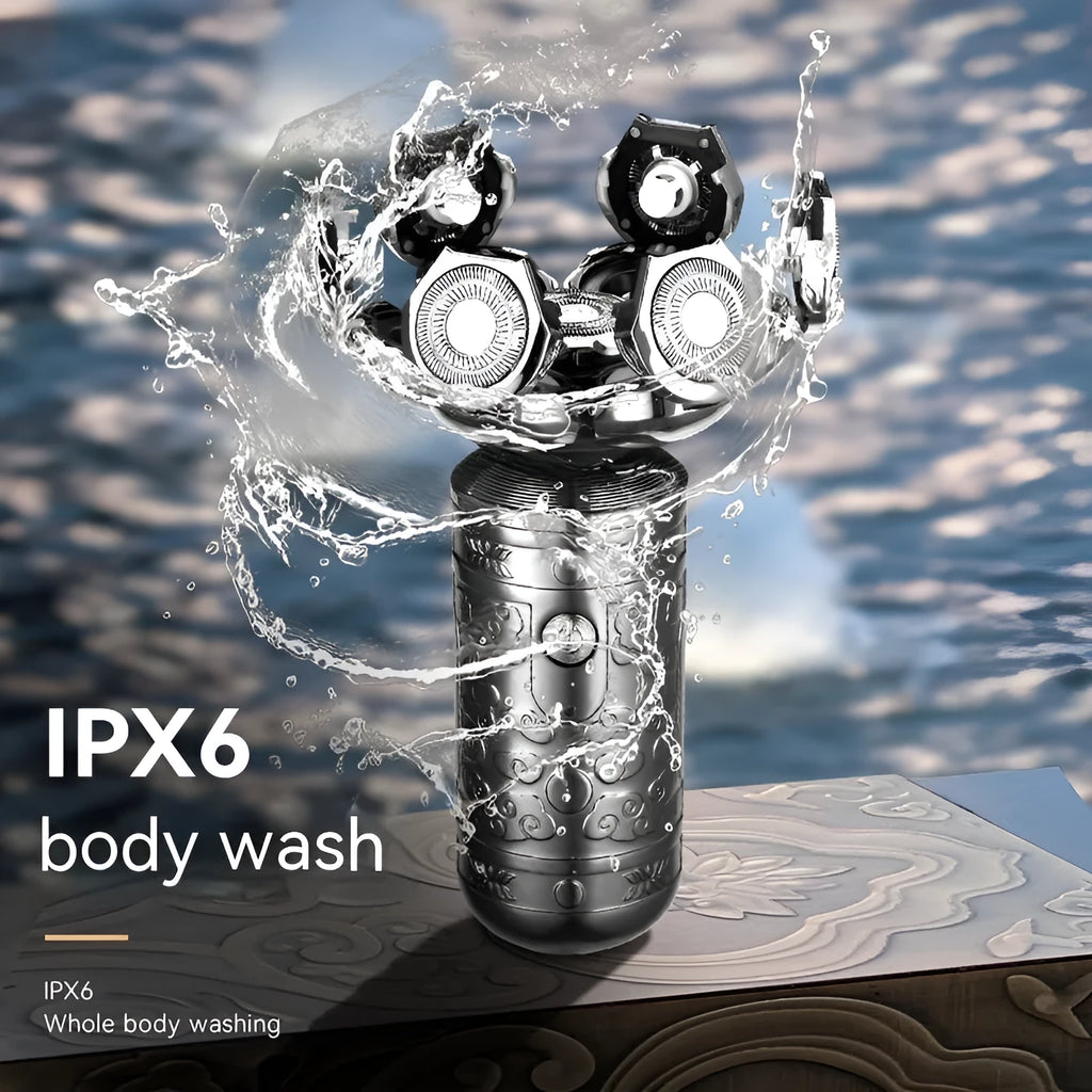 Silver black alloy body compact shaver with floating cutter head and USB charging cable
