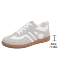 Women's retro colour matching lace-up jogging shoes in black with platform heel and round toe