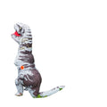 Official Jurassic World inflatable Tyrannosaurus Rex costume in green with gloves, shoe covers, and battery-powered fan unit