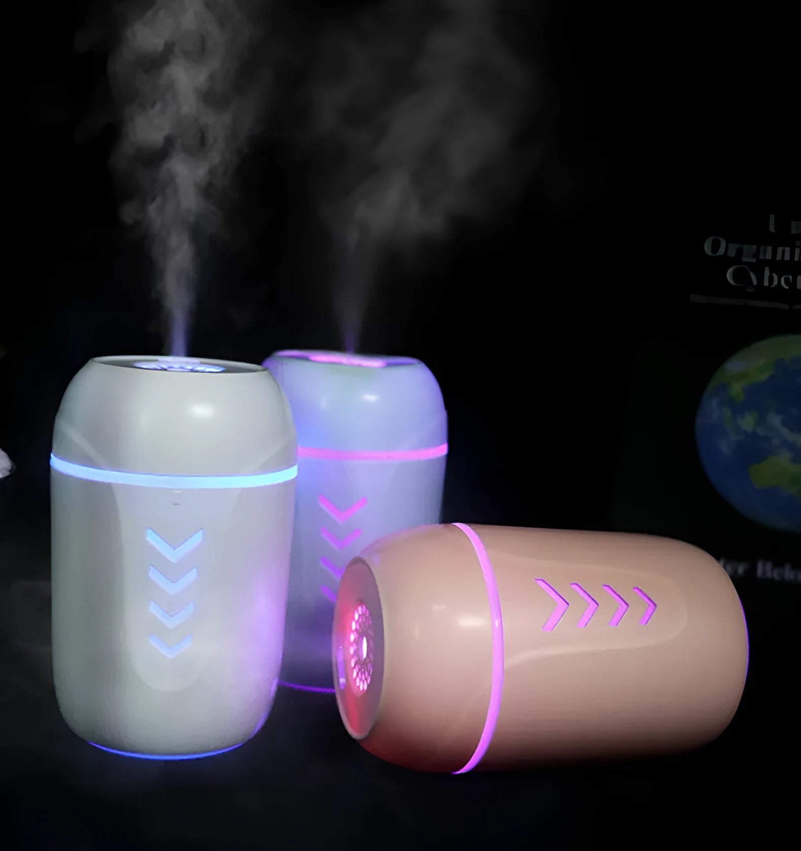 Portable car humidifier with columnar design and 200ml water capacity