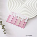 Set of four small magnetic bookmarks showing Morandi colour blocks in soft green, grey, pink, and blue tones.