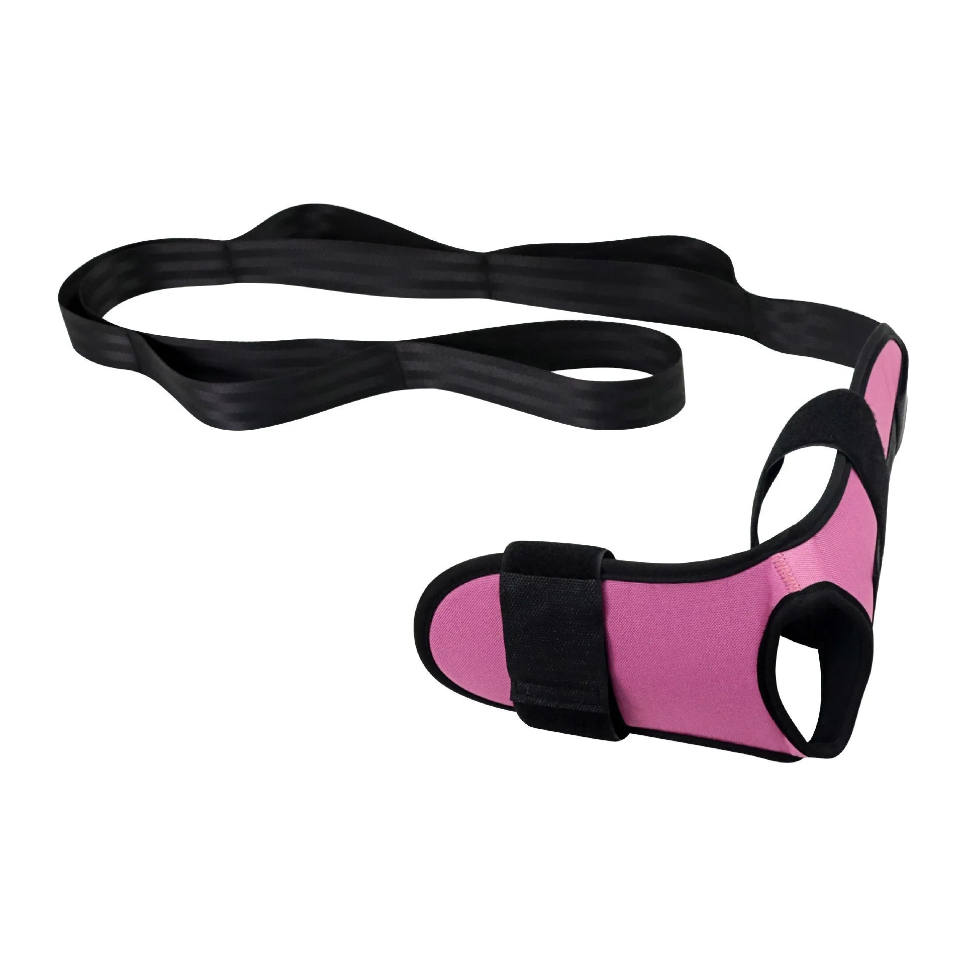 Polyester cotton physiotherapy stretch strap for yoga and rehabilitation in black