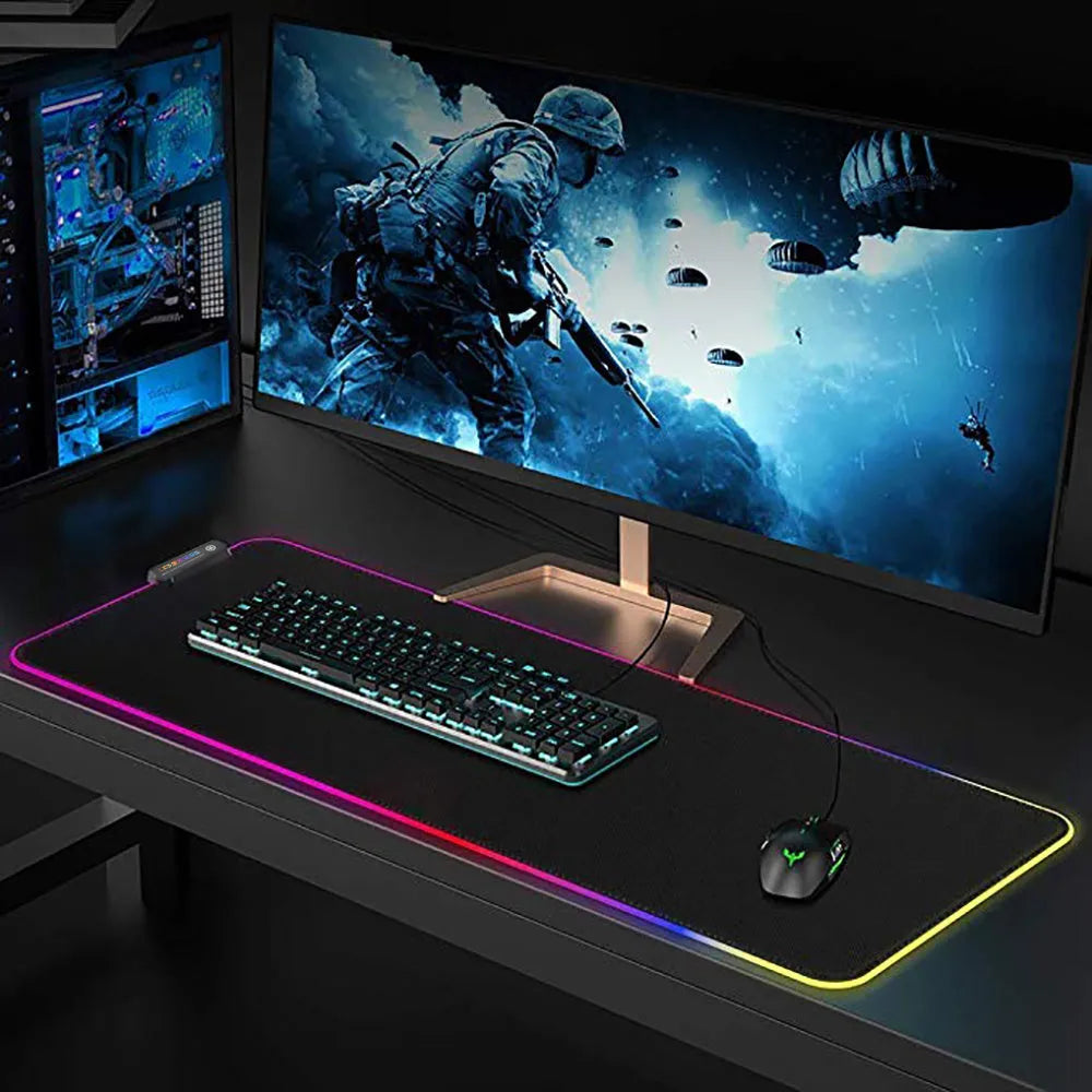 LED super large shiny mouse pad with 11 lighting modes and USB power