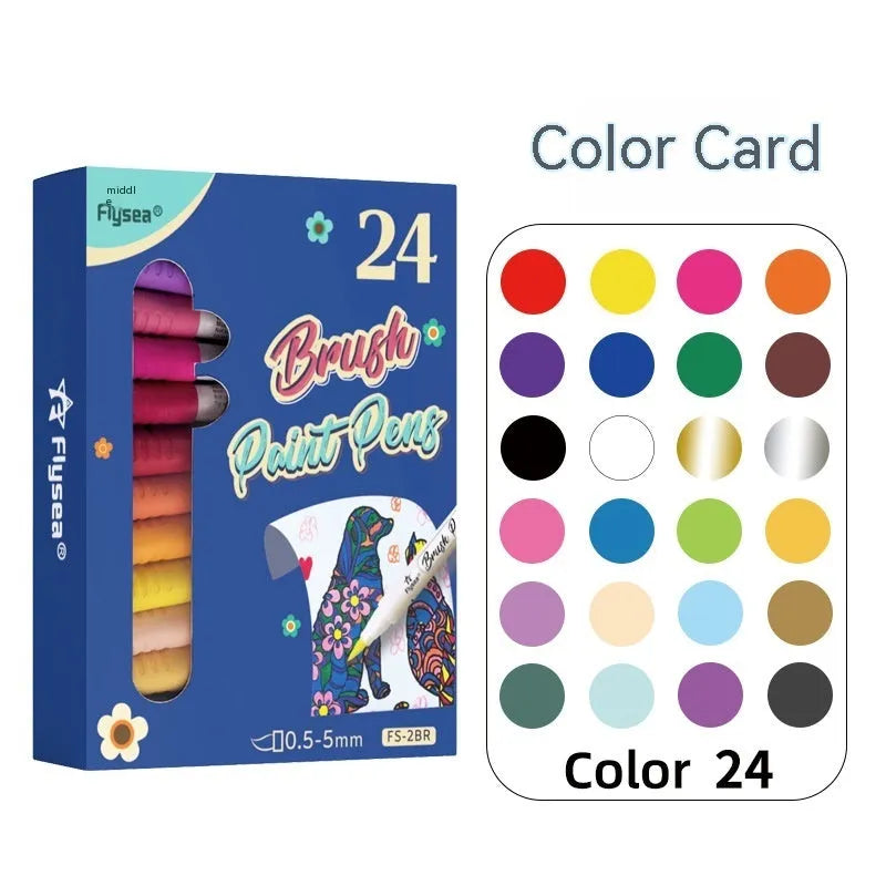 Set of gouache pens with soft brush tips for hand account painting and graffiti artwork