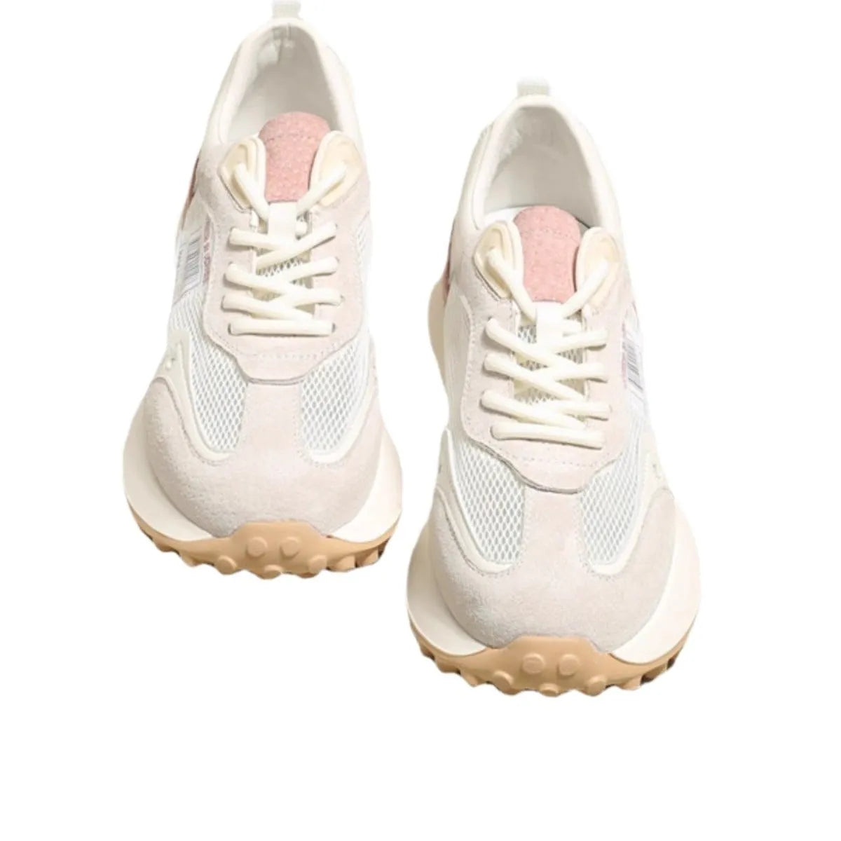 Women's grey retro low-top sneakers with round toe and flat rubber sole