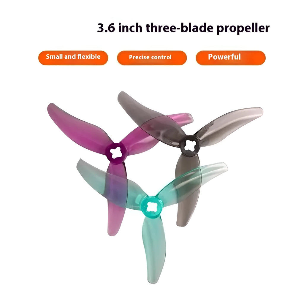 36-inch PVC three-leaf FPV voyage paddle blade set in transparent colours on white background
