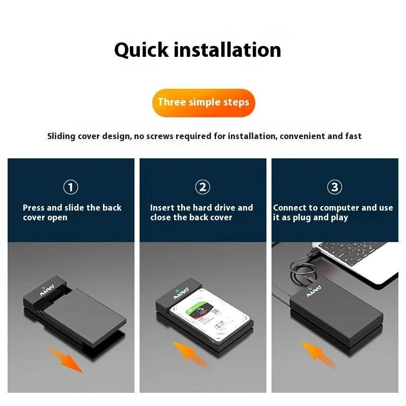 USB 3.0 external hard disk enclosure for 3.5-inch SATA drives with slide cover in black and silver colour variant.