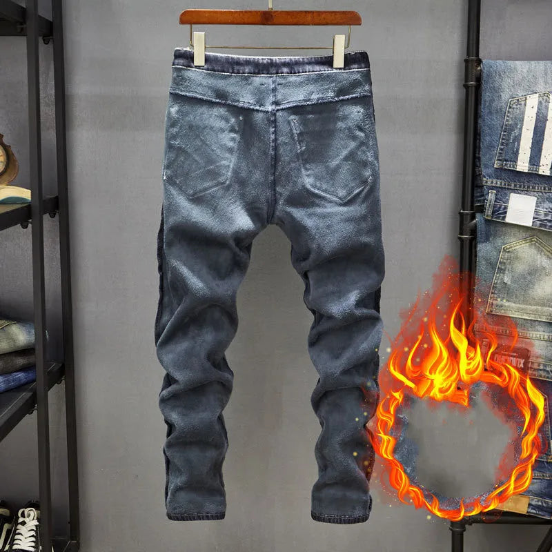 Men's slim-fitting skinny jeans in dark blue denim with micro elasticity and mid waist design