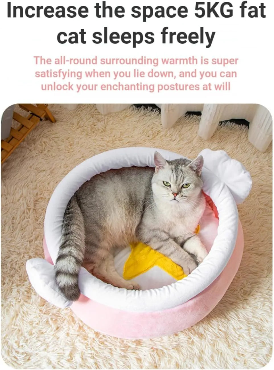 Pink honey pot-shaped cat sofa bed with a large soft interior and a removable cushion.