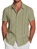 Men's slim-fit Hawaiian short sleeve shirt in digital print pattern on polyester fabric