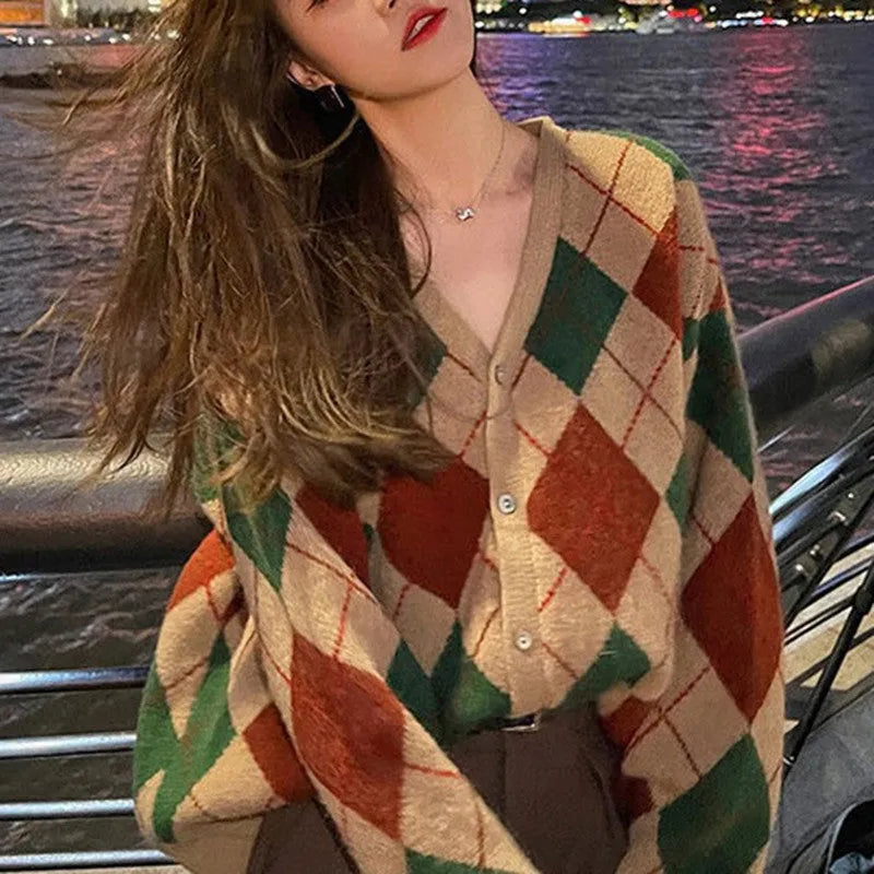 Acrylic knitted casual cardigan in free size showing macaron colour options including pink, green, and khaki
