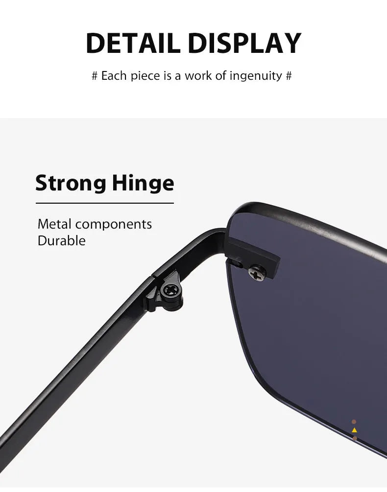 Frameless square sunglasses retro for men and women with gold plated finish and 6mm zircon stone in platinum white