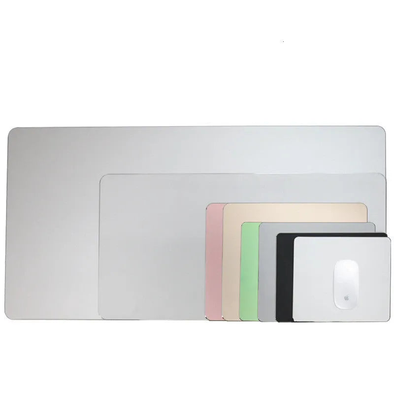 Aluminium Alloy Metal Mouse Pad Double Side Hard Desk Mat for Gaming Office Work with Anti-Skid Base Black Silver Grey Turquoise Gold