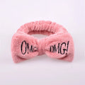 Coral velvet butterfly end hair band in pink with letter text styling