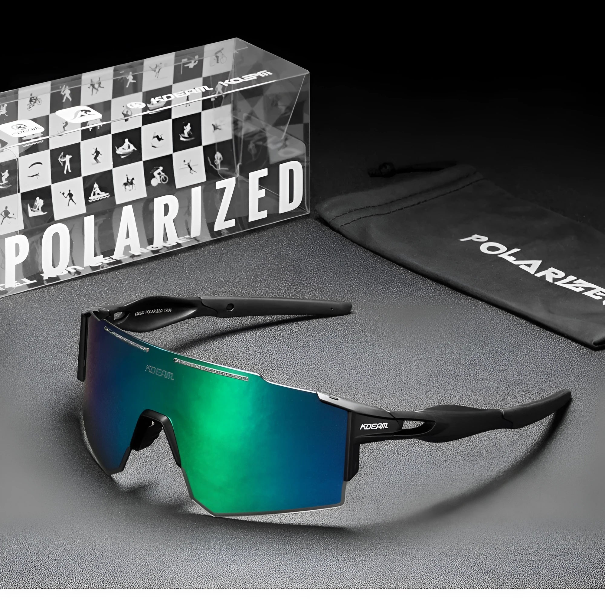 Polarized cycling sunglasses with ultralight TR90 frameless frame and colour options for sports