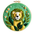 Round fabric embroidery decoration kit with linen material, wool felt, and free frame for three-dimensional blanket painting