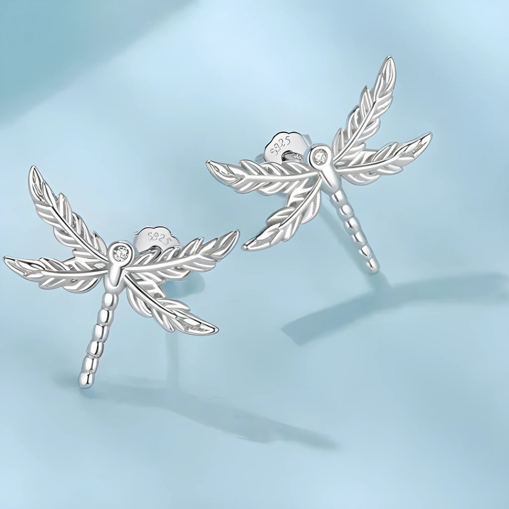 925 sterling silver wing dragonfly stud earrings with electroplated finish SCE1909 colour