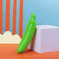 Green silicone dog chew toy shaped like a cucumber, 24cm long, for large breed teething and training.