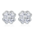 925 sterling silver heart-shaped four-leaf clover earrings with white gold colour and zircon stones.