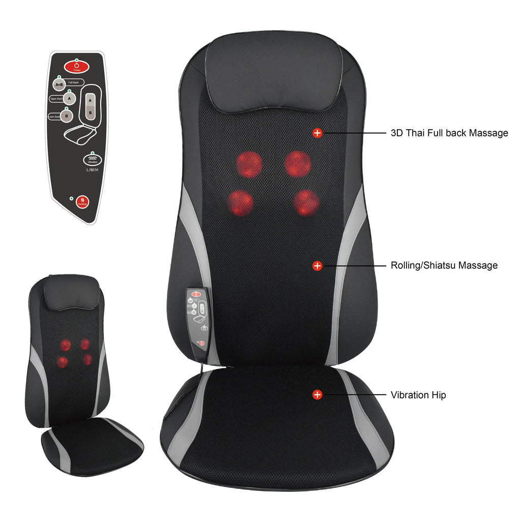 Heating finger pressure massage car seat cushion model SM-216 in black PU and mesh material