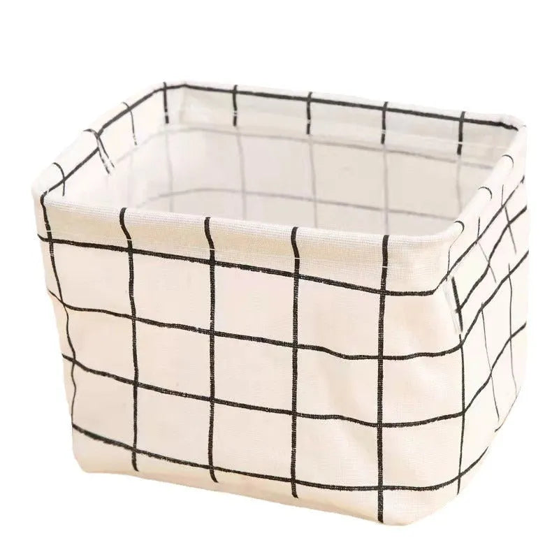 Oxford cloth foldable desktop storage basket 20x14x16cm in multiple colour patterns