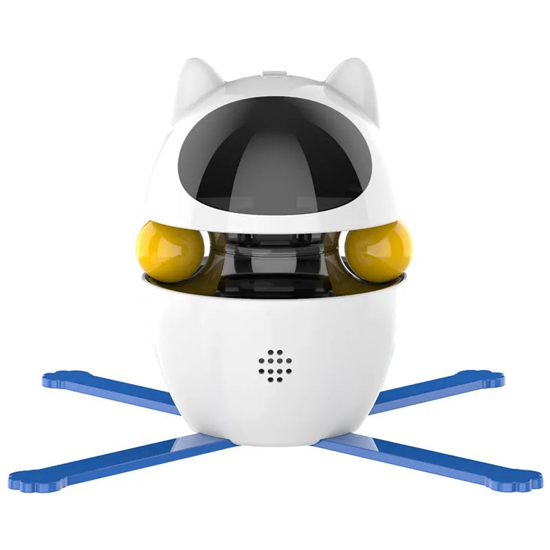 White automatic rotating electronic cat toy with elastic rope funny stick for indoor cats