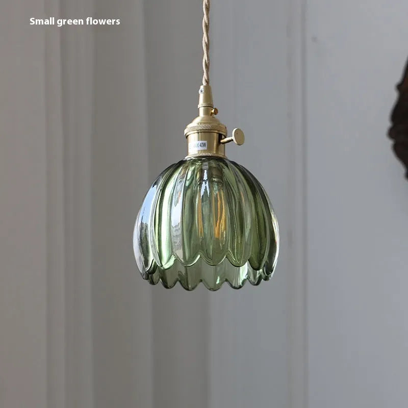 Vintage glass bedside chandelier with Nordic design in amber colour