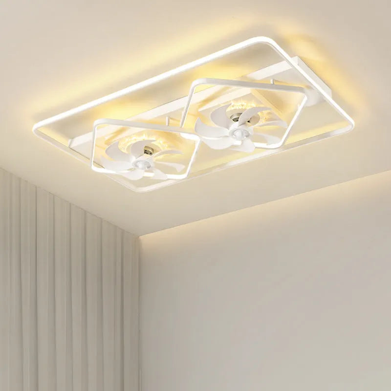 Modern thin suction ceiling fan with light unit showing acrylic lampshade and plastic blades.