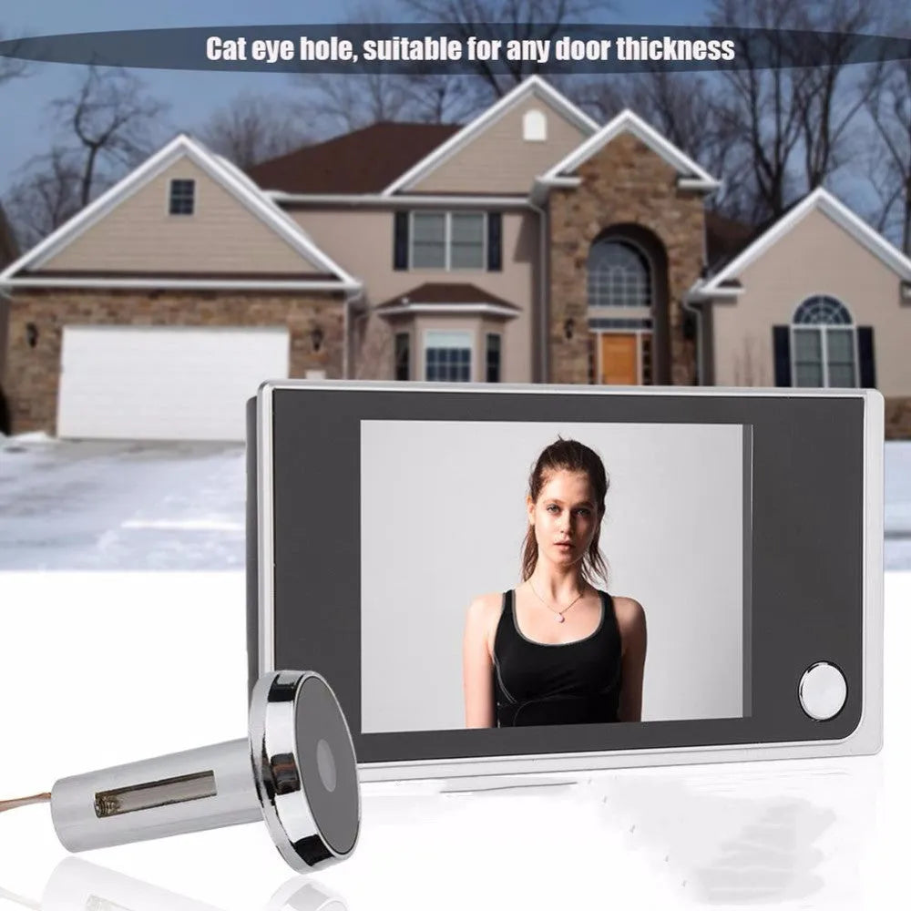 Black 3.5 inch video digital door camera with 120 degree angle peephole viewer