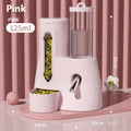 Pink automatic hamster water bottle and food basin set for cage mounting