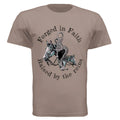 Unisex summer loose short sleeves T-shirt in Brown with round neck and straight cut on a white background