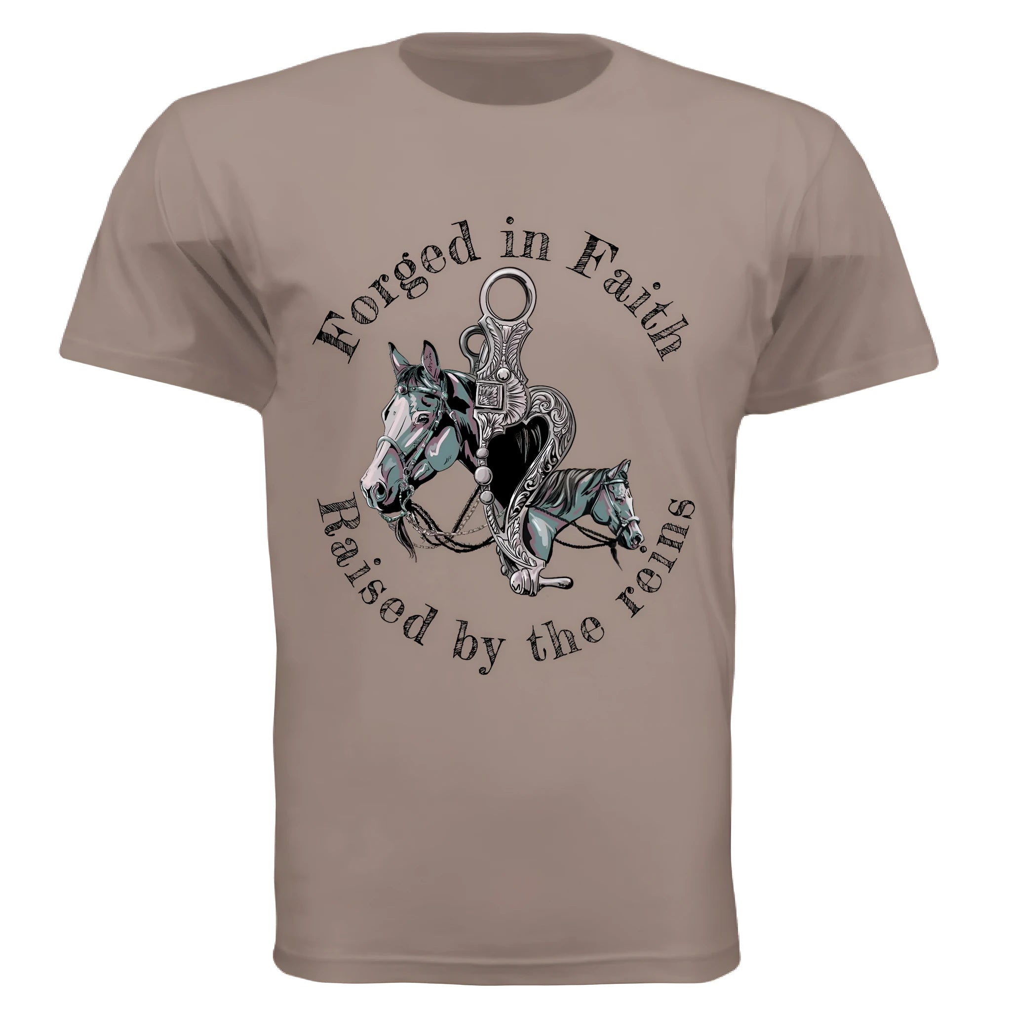 Unisex summer loose short sleeves T-shirt in Brown with round neck and straight cut on a white background