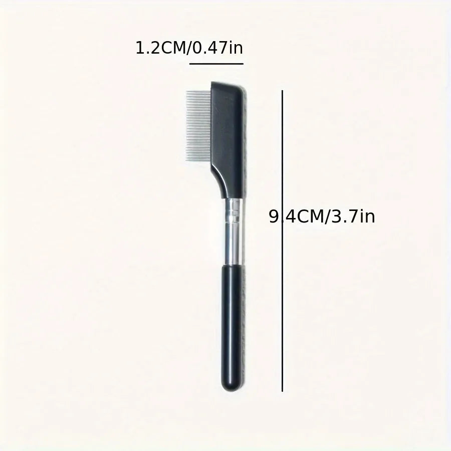 Black pet grooming brush with soft silicone bristles and comb attachment for dogs and cats